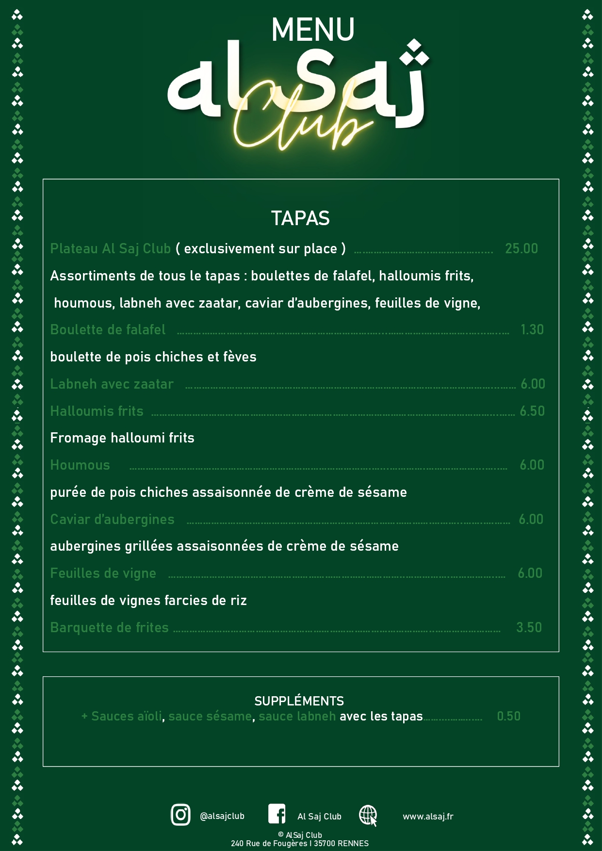 menu